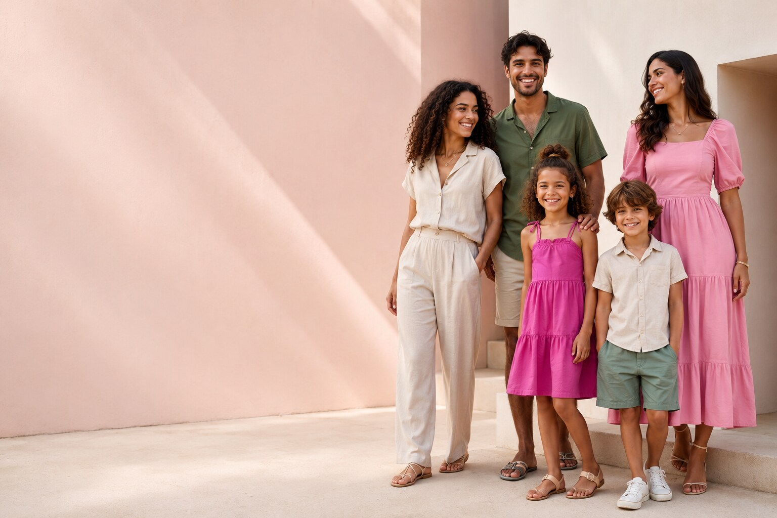 Família com looks modernos e coloridos